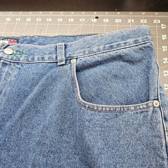 Vintage 90s Tommy Hilfiger Jeans Mens 42X30 Baggy Fit Wide Leg Denim Medium Wash - Picture 10 of 13